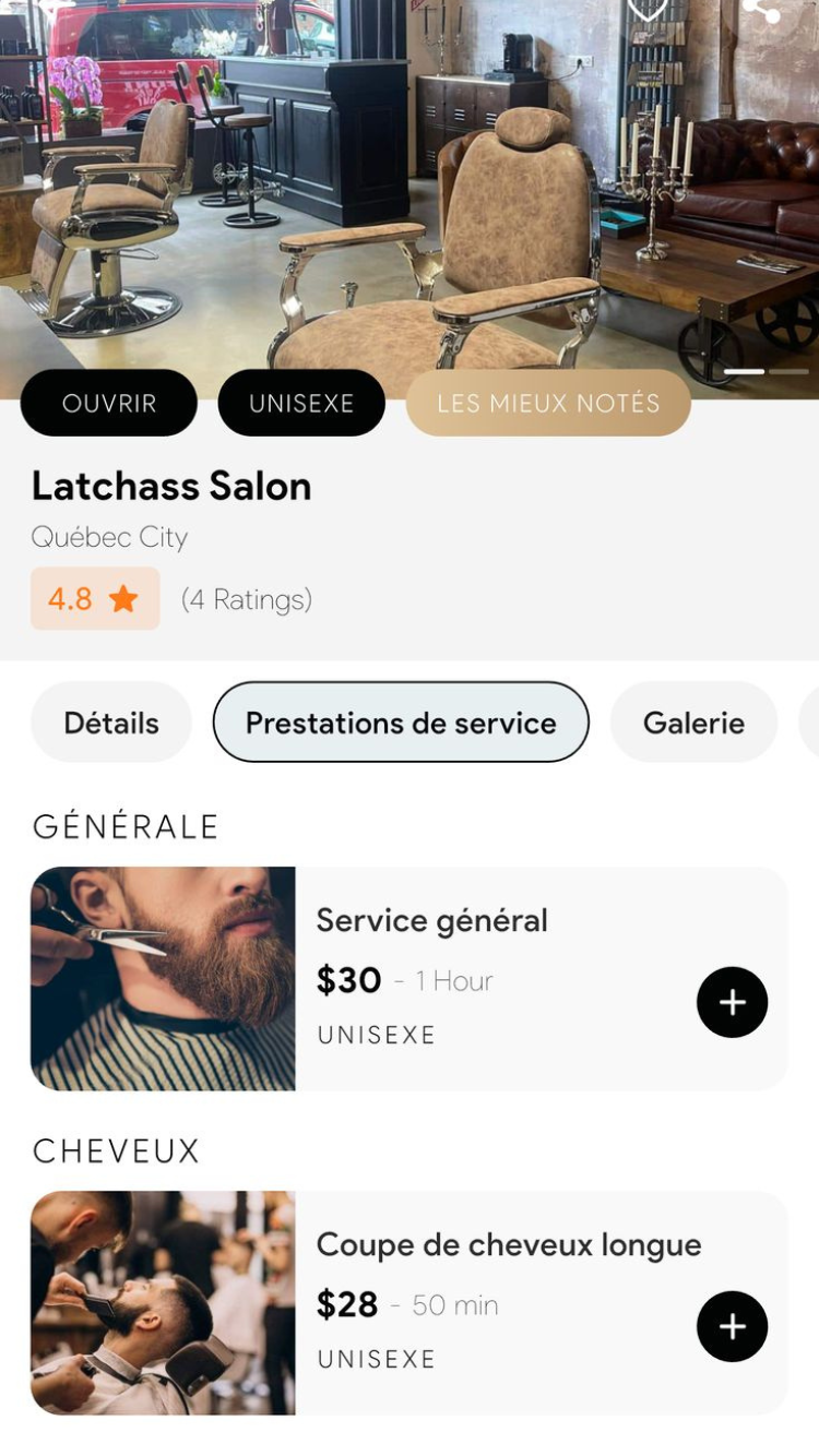 Capture écran Latchass - Réservation